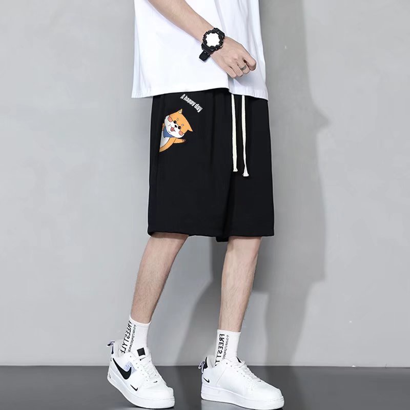 Quần Short Mỏng Dáng Rộng In Họa Tiết Mèo Hoạt Hình Kiểu Hàn Quốc Thời Trang Mùa Hè Cho Nam Cỡ M-8XL