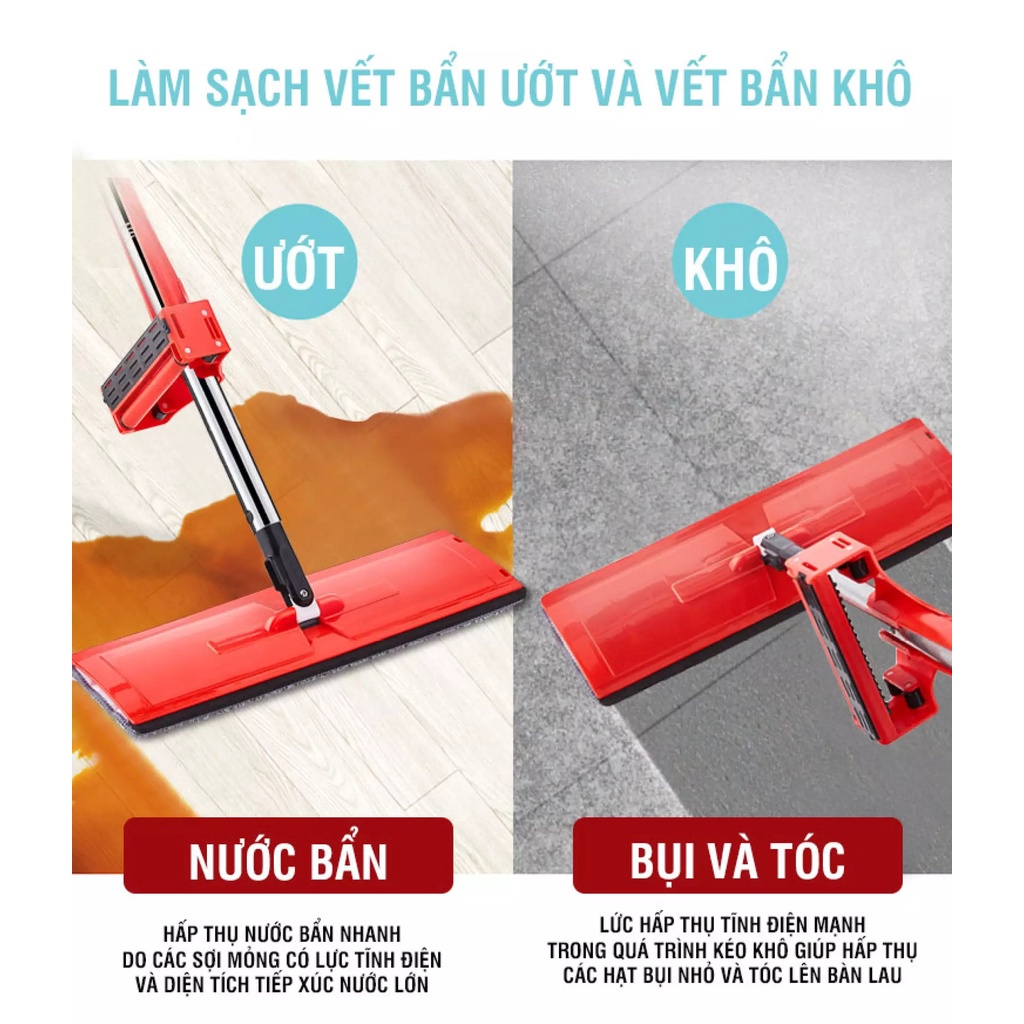 Cây Lau Nhà Tự Vắt Thông Minh-Cây Lau Xoay 360 Độ-Hàng Cao Cấp-Tặng 2 Bông Lau-Bảo Hành 12 Tháng