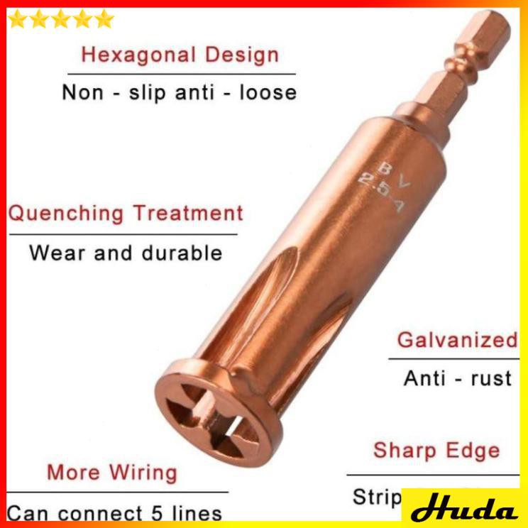 Đầu xoắn nối dây điện gắn máy khoan - Giúp tuốt nối 5 dây điện Siêu Nhanh  -  đồ làm mộc