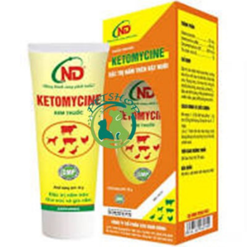 Kem bôi nấm KETOMYCINE cho mèo túyp 25gram - Đặc trị nấm viêm da ngứa rụng lông trên thú cảnh, gia súc, gia cầm NGAUPET