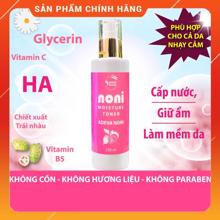 Nước cân bằng da ⚡FREESHIP⚡Xịt khoáng Trái nhàu không cồn, cấp nước cho da căng mọng - 230 ml - Adeva Noni