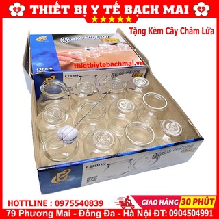 ✅ Ống Giác Hơi Thuỷ Tinh Dùng Lửa - Bộ 12 Cốc Kèm Cây Châm Lửa