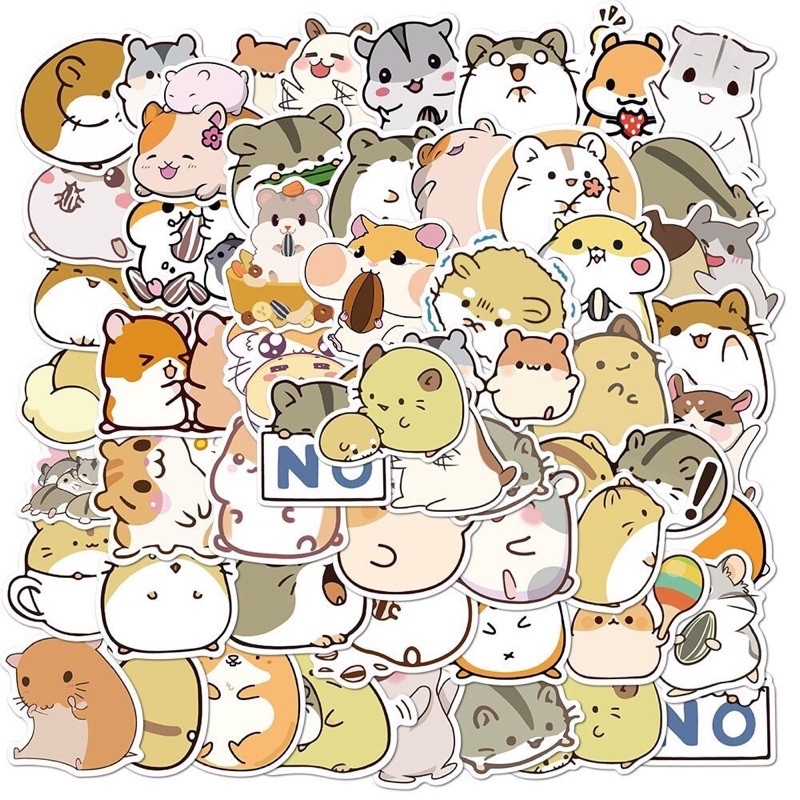 combo 30-60 hình sticker chuột hamster đáng yêu decal/hình dán trang trí hamster