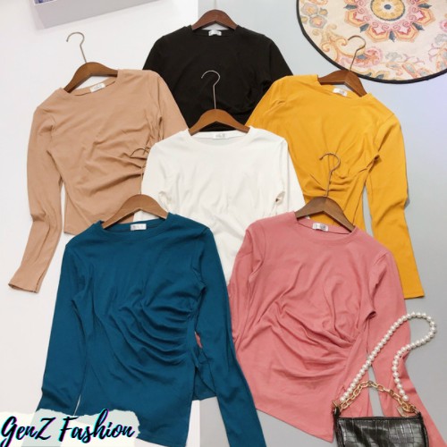 ⭕️ [CÓ HÌNH/VIDEO THẬT - HÀNG CAO CẤP] Áo Rúm Vạt Dài Chất Thun Co Giãn_Mã 099_GenZ Fashion