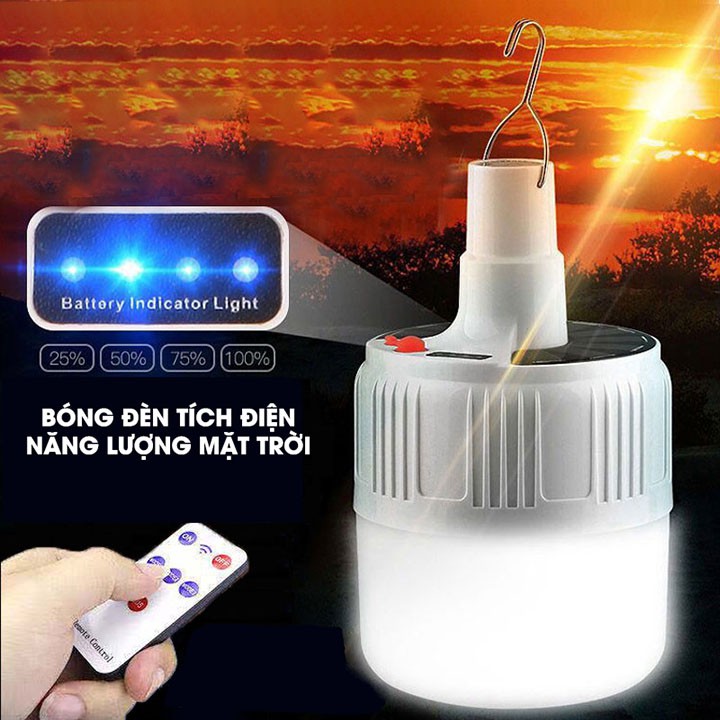 Đèn LED tích điện-Đèn năng lượng mặt trời công suất 100W - 42 bóng LED siêu sáng-5 chế độ sáng-có điều khiển từ xa