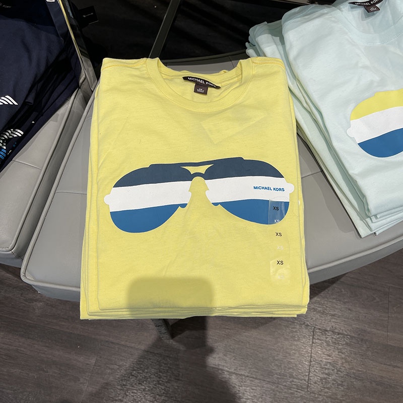 Áo Thun Tay Ngắn Cổ Tròn In Hình Mắt Kính new york Dabao Michael Kors / MK Cho Nam