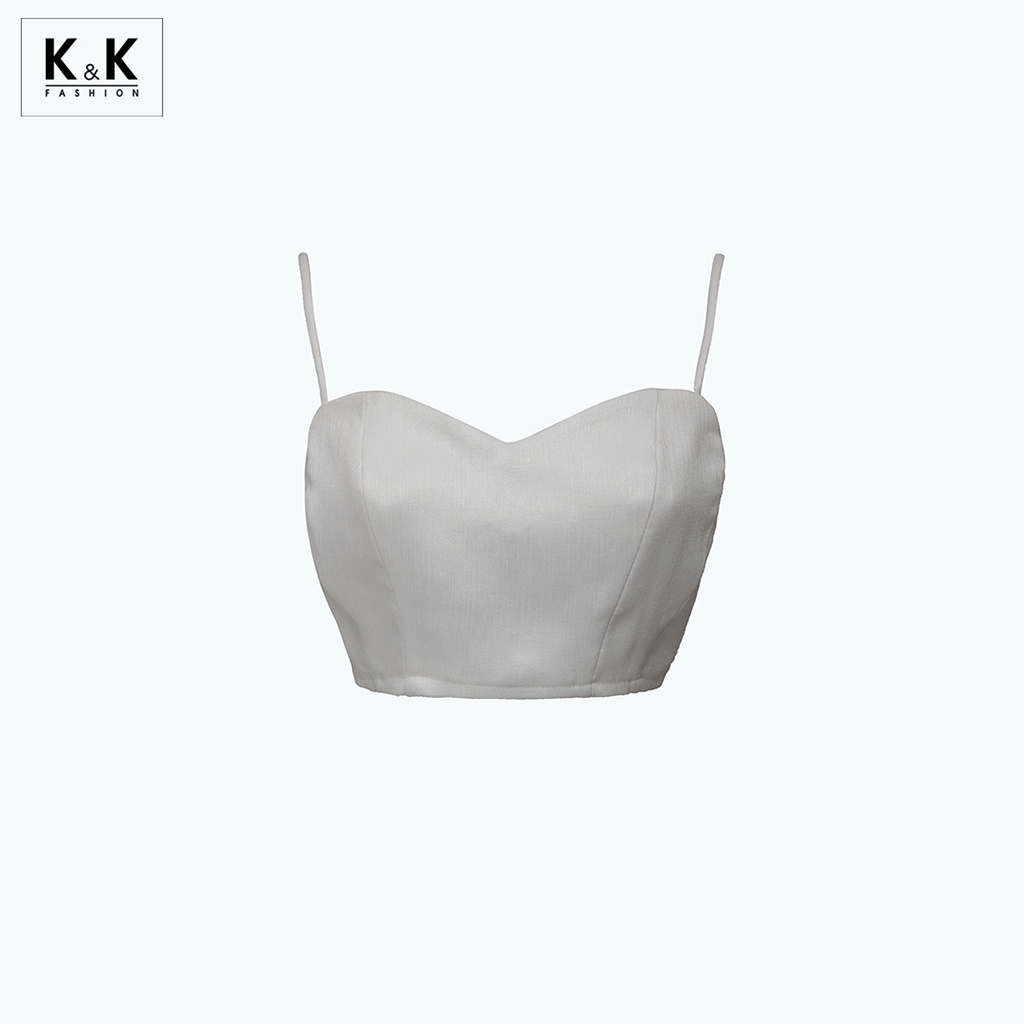 Áo Croptop Trắng Hai Dây K&amp;K Fashion ASM08-09 Chất Liệu Tafta