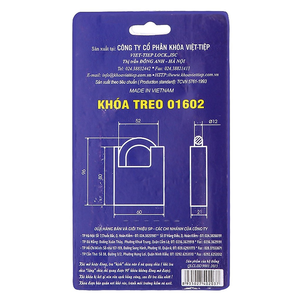 FREESHIP 99K TOÀN QUỐC_Ổ Khóa Cửa Việt Tiệp Chống Cắt 60mm (Chính Hãng)