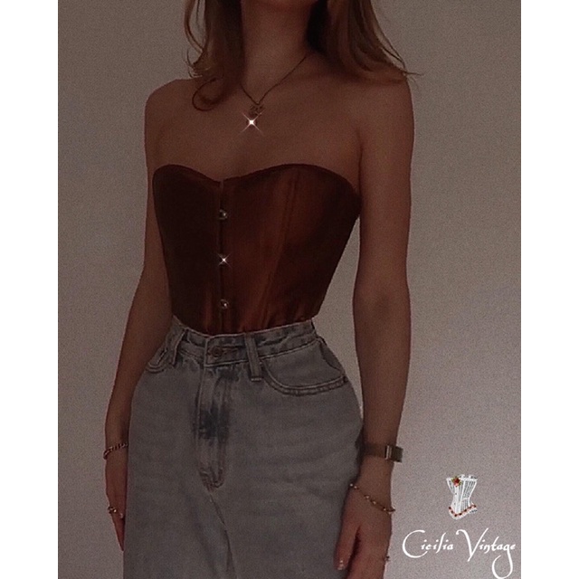 Corset trơn nâu basic