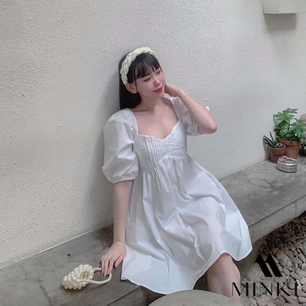 ĐẦM XẾP LY NGỰC - Chất Liệu Kaki Thun Nhập Khẩu - 3 màu Trắng/ Nude/ Hồng [HÀNG THIẾT KẾ] | BigBuy360 - bigbuy360.vn