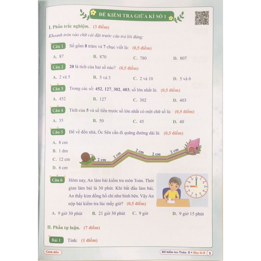 Sách - Đề kiểm tra toán 2 - Học kì 2 (Qbooks - Cánh diều)