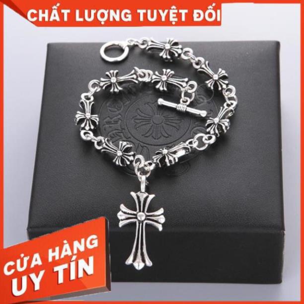 Lắc tay unisex chrome heart chữ thập hợp kim titan cao cấp.