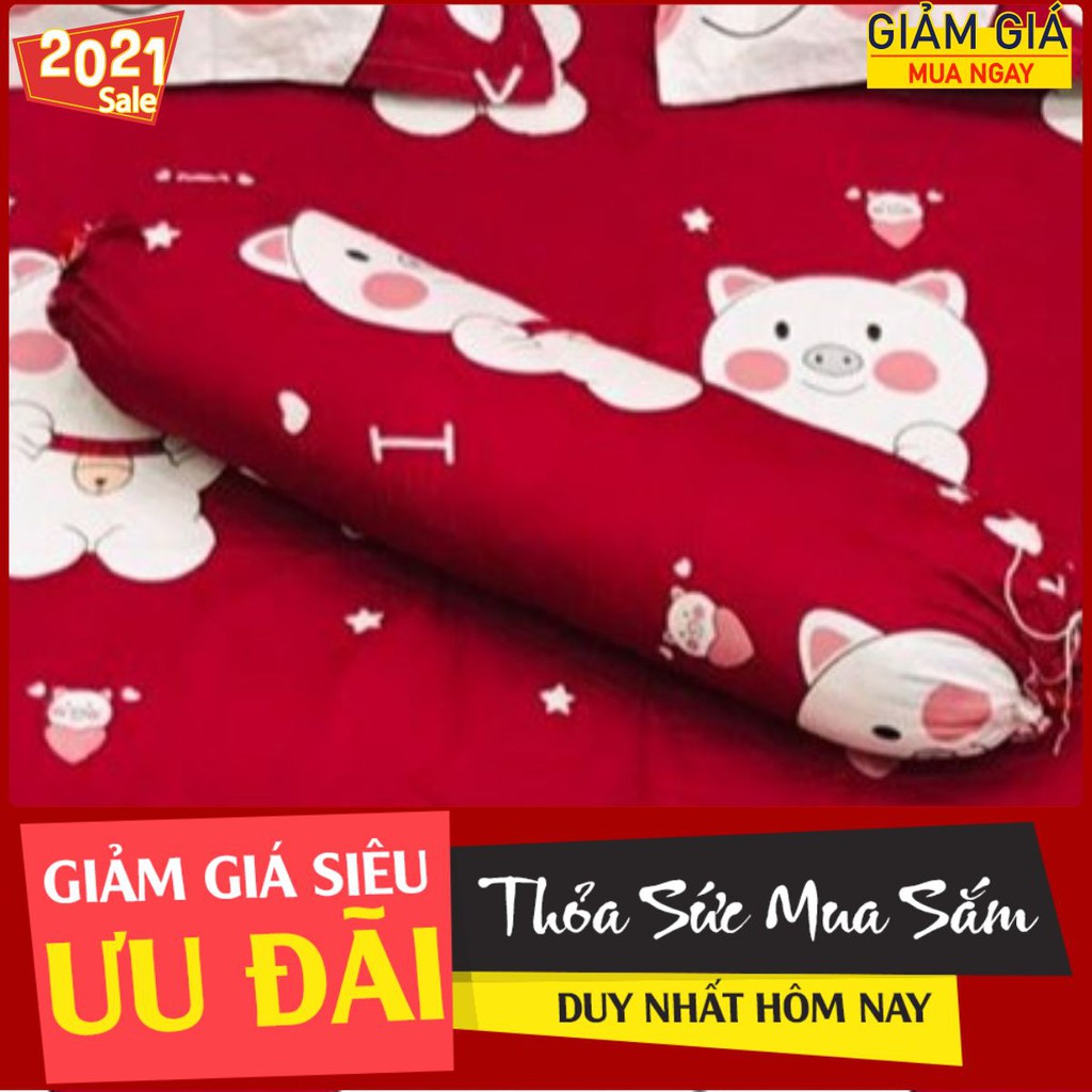 Vỏ gối ôm cotton poly họa tiết,được chọn mẫu,heo đỏ