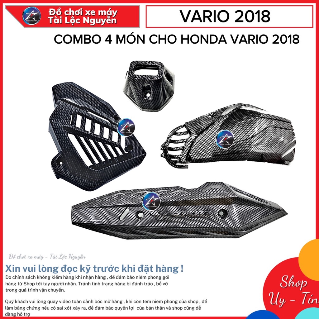 COMBO 4 MÓN VARIO 2018 - Ốp Pô E , Quạt Gió , Ốp Pô và Chụp Pô Cacbon