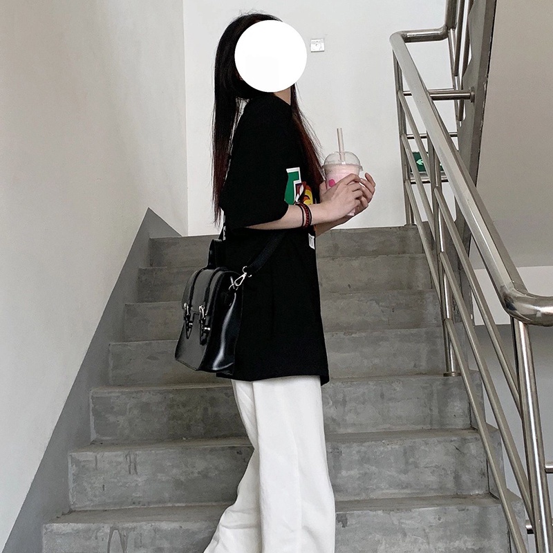 SUXI Áo Thun Tay Ngắn Cổ Tròn Dáng Rộng In Chữ Thiết Kế Đơn Giản Dễ Phối Đồ Thời Trang Mùa Hè Cho Nữ