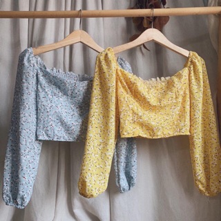 Áo croptop hoa nhí - Hình thật