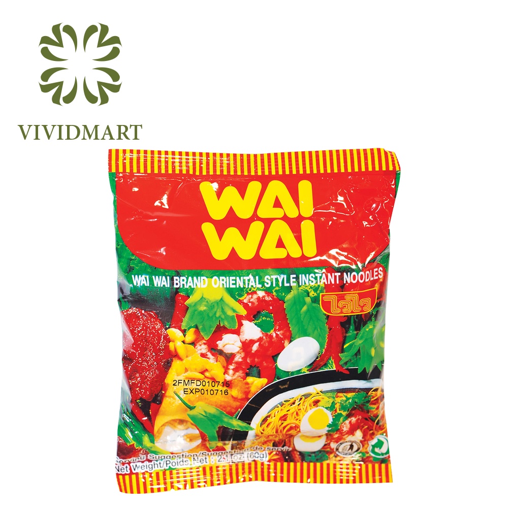 - Mì Wai Wai 5 vị: heo bằm, tịt tiềm, ớt thập cẩm chua, tôm chua, vị gà  - Mì ăn liền Thái Lan