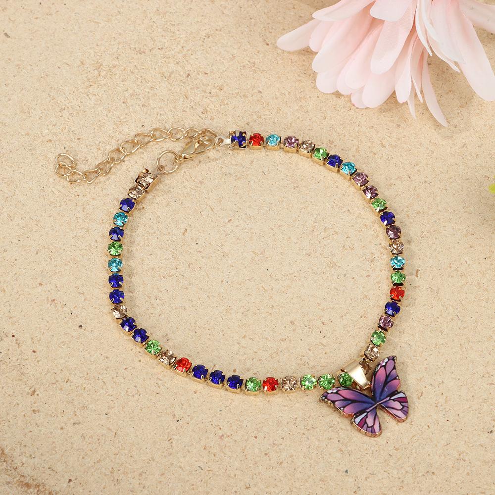 BSUNS Lắc Chân Đính Đá Hình Bướm Phong Cách Boho Thời Trang Đi Biển Mùa Hè