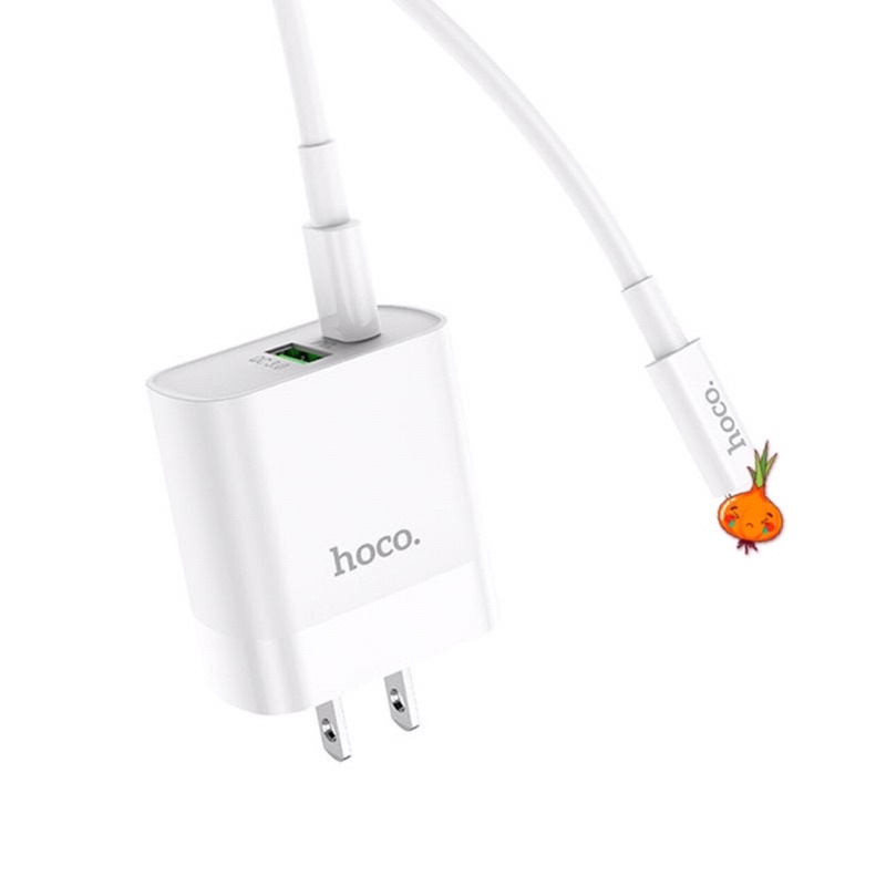 Bộ Sạc Nhanh cho IP11/12/13 Hoco C80 Hỗ Trợ PD20W QC3.0 2 Cổng USB/Type C và Cáp PD20W dài 1M
