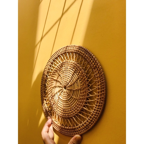 Tấm lót mây kiểu decor treo tường, chụp ảnh; Tấm lót bình hoa đường kính 25cm