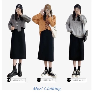 (Tiệm may) Chân váy dài uzzlang xẻ sau( váy 2 lớp sẵn size)  - B11