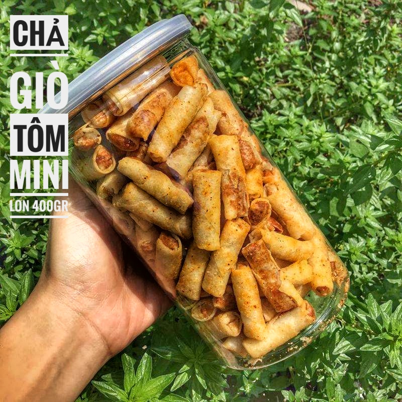 Chả Giò Tôm Mini Sấy Giòn Ăn Liền - Lon 400gr