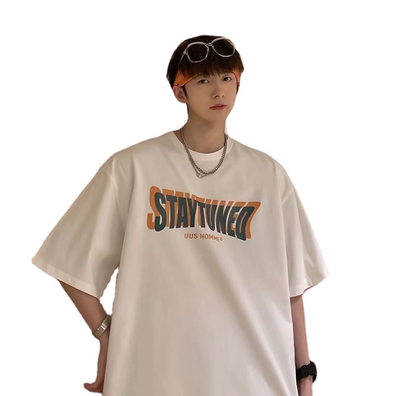 Áo Thun Dáng Rộng In Chữ Phong Cách Hip Hop Nhật Bản Cá Tính Cho Nam