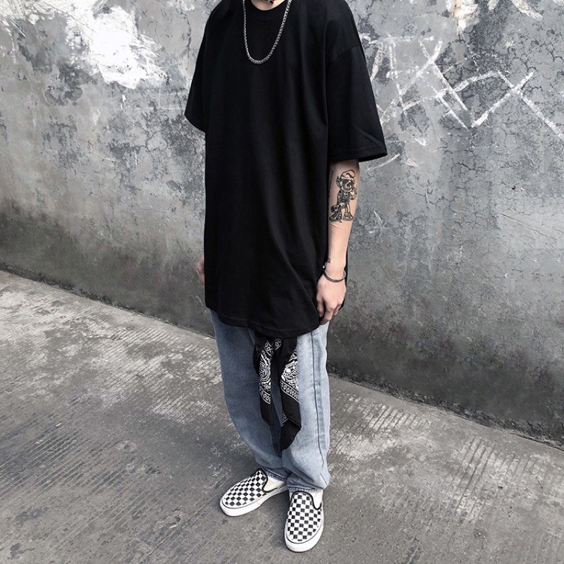 Mr Black- White Pure Color LongTee T-Shirt