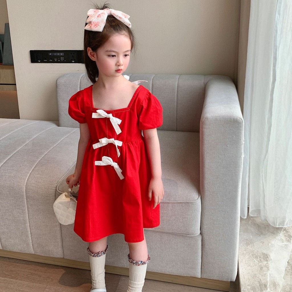 Váy Cho Bé Gái Váy Công Chúa Đỏ Gắn Nơ Xinh Xắn SEKA KIDS - 2103.11.CS189