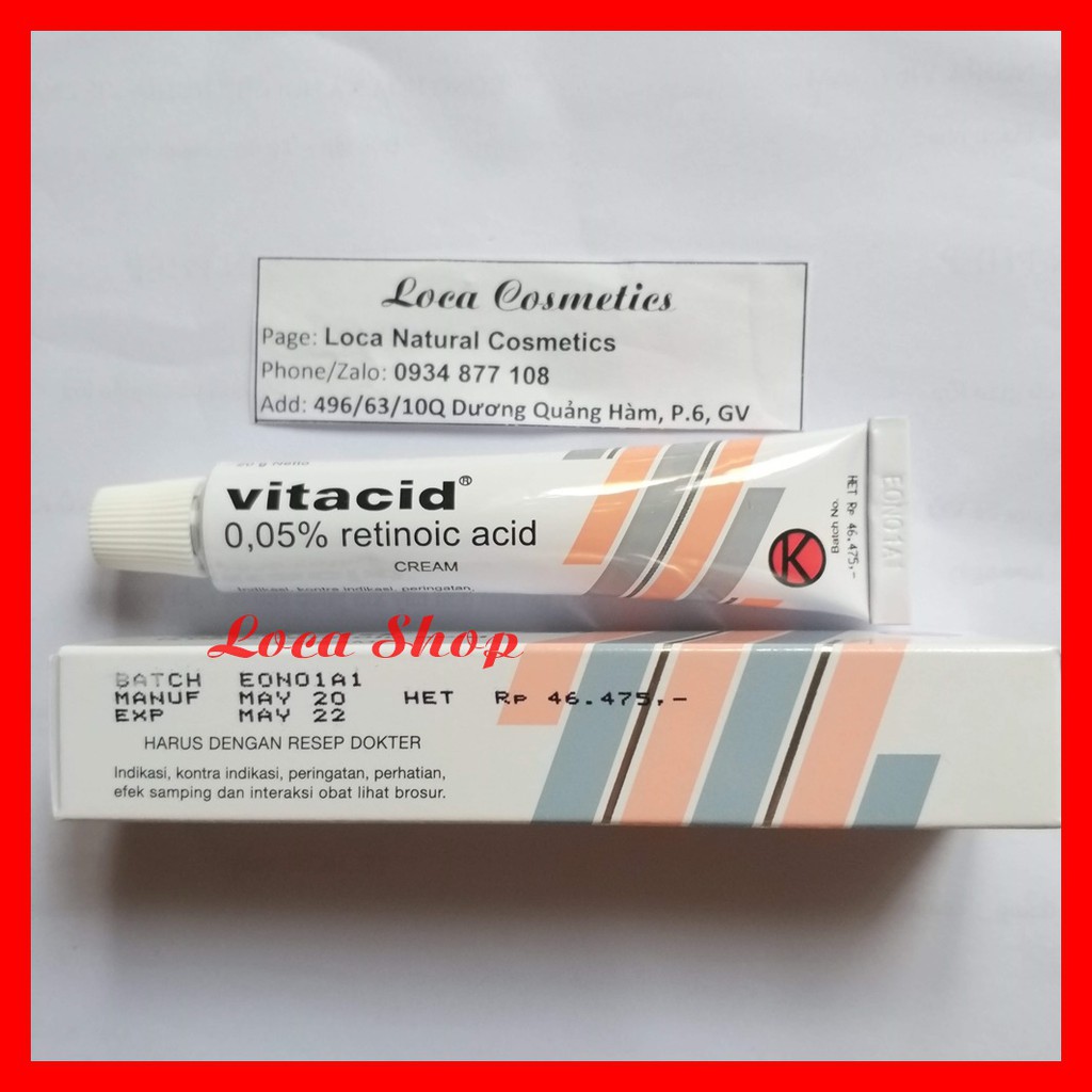 [Auth-Có sỉ] Tretinoin Vitacid 0.05% - kem giảm mụn và trẻ hóa da
