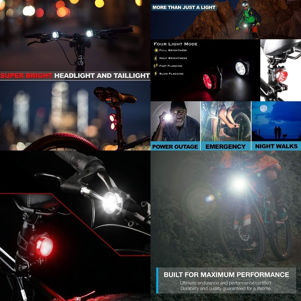 Đèn pha Led siêu sáng sạc Usb 650mah Lithium 4 chế độ sáng cho xe đạp