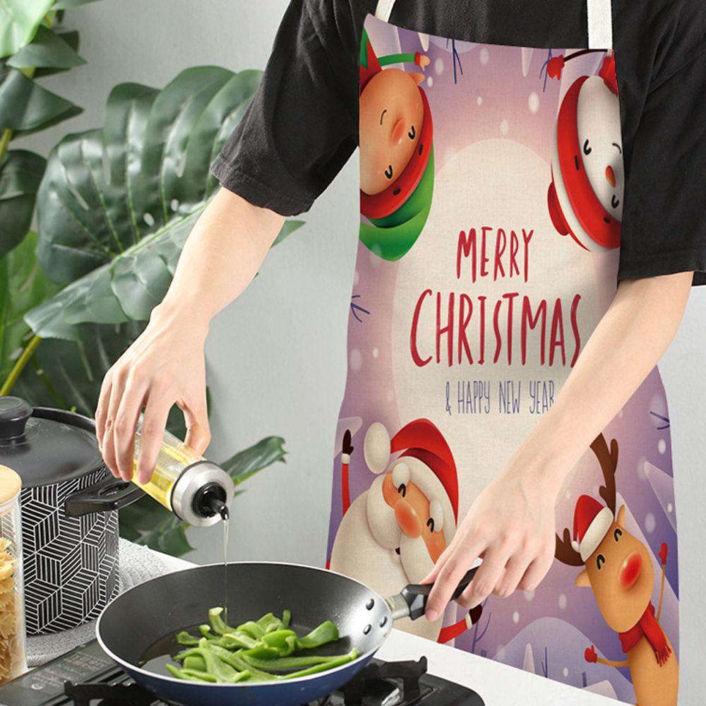 Tạp Dề Vải Lanh In Chữ Merry Christmas Sự Bảo Vệ