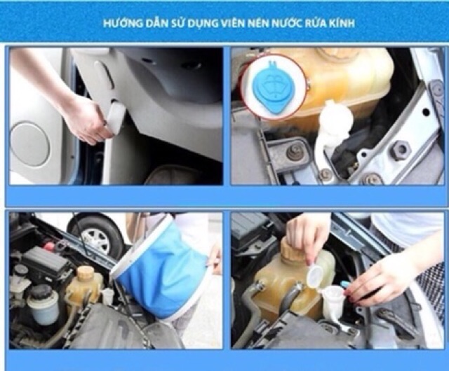 (hàng loại 1 siêu to ) Viên sủi rửa kính xe ô tô siêu sạch - Nước rửa kính xe ô tô không lại hại gạt mưa - Khải Huy Scar