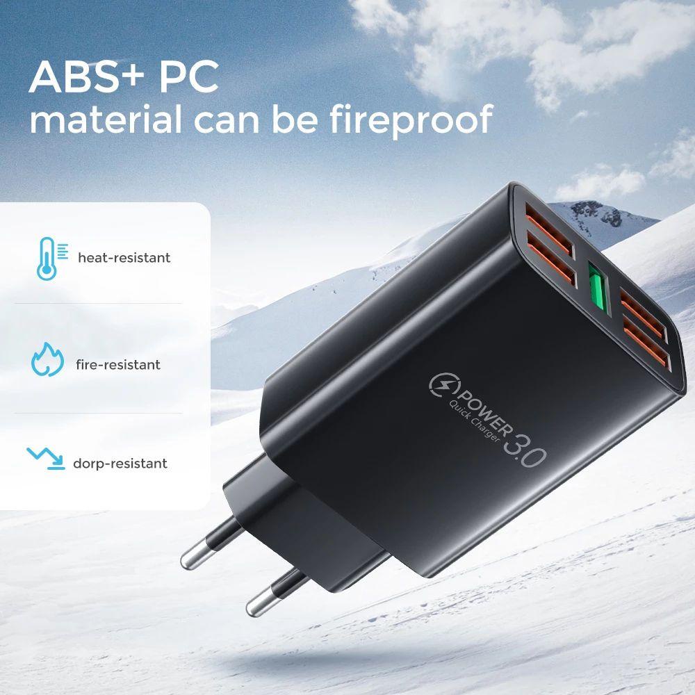 Bộ Sạc Nhanh 5 Cổng USB Thiết Kế Nhỏ Gọn Tiện Dụng Cho Điện Thoại Di Động