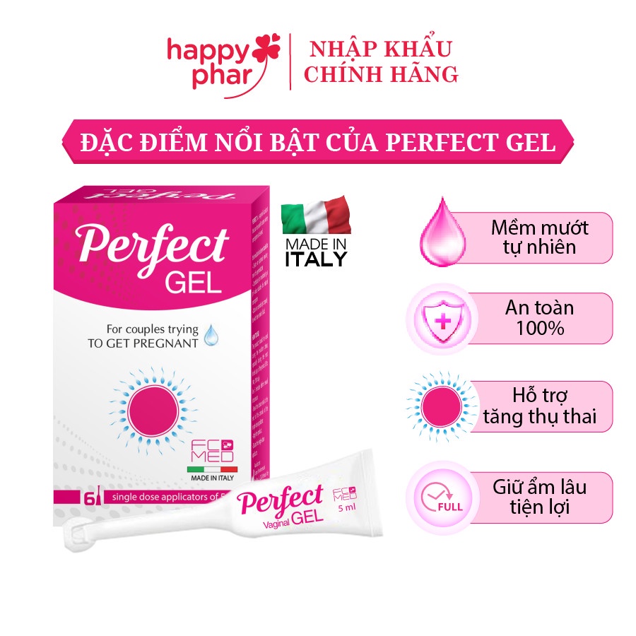 Combo 2 hộp Perfect Gel - Gel bôi trơn tăng thụ thai hộp 6 tuýp 5mL