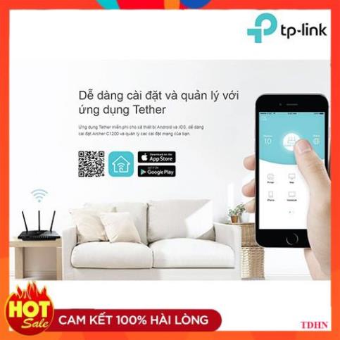 TP-Link Bộ phát Wifi Gigabit Wi-Fi Băng tần kép Chuẩn AC 1200Mbps mở rộng sống tối đa -Archer C1200 - Hãng phân phối chí