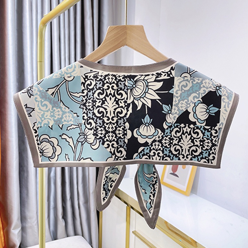 Yoi Khăn Choàng Cổ Lụa In Họa Tiết Hình Học Nhiều Màu Sắc Có Thể Tháo Rời