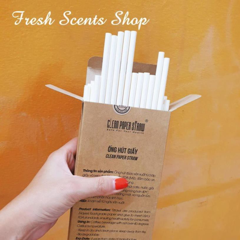 100 Ống hút giấy cao cấp, Clean paper straw 6mm