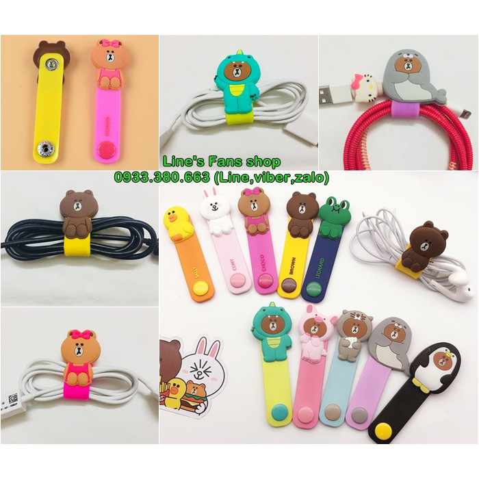 [MUA 2 TẶNG 1] Kẹp dây cáp ĐT hình Line Friends | BigBuy360 - bigbuy360.vn