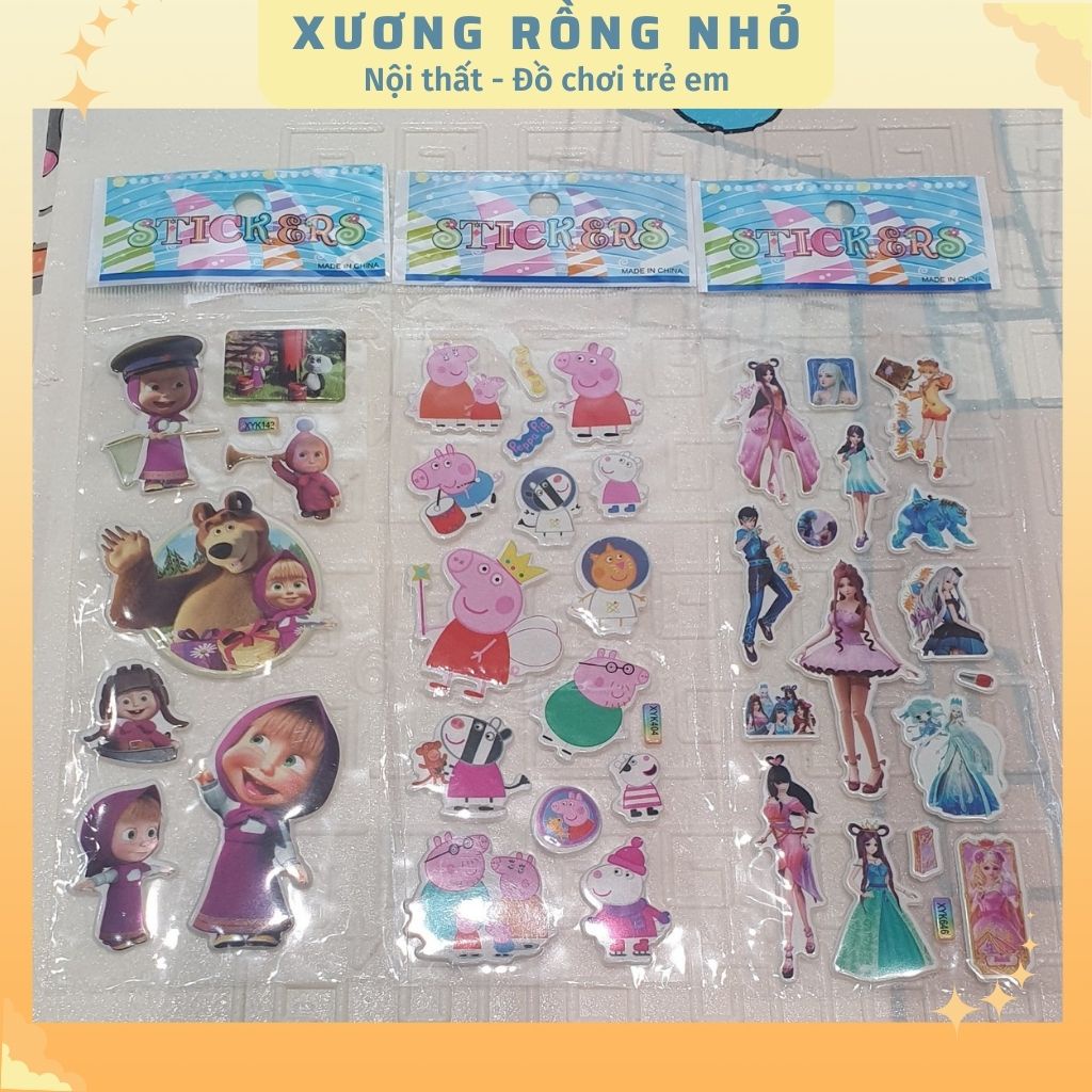 Sticker dán sổ, set sticker 9x12 cm hoạt hình trang trí nhiều chủ để xinh xắn cho bé yêu