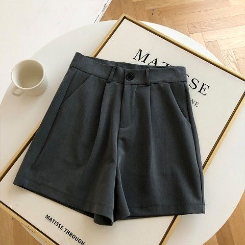 COZOKC COZOK Quần Đùi Lưng Cao Ống Rộng Kiểu Dáng Hàn Quốc Hợp Thời Trang