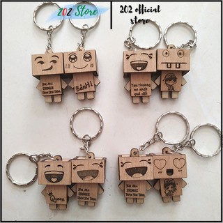 Móc khóa người gỗ gỗ danbo ngộ nghĩnh đáng yêu, tặng người yêu, bạn bè