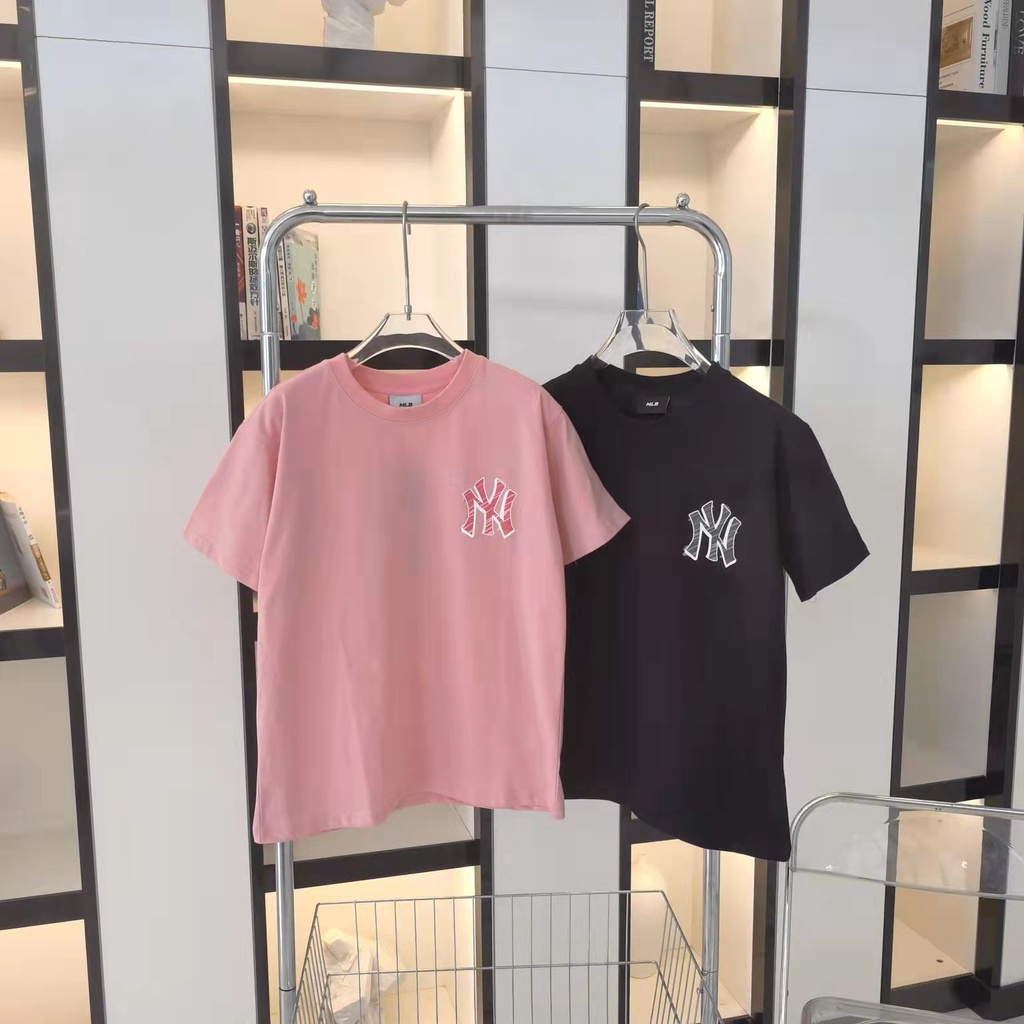 Áo Thun Tay Ngắn Cổ Tròn In LOGO Mlb Thời Trang Cho Cặp Đôi