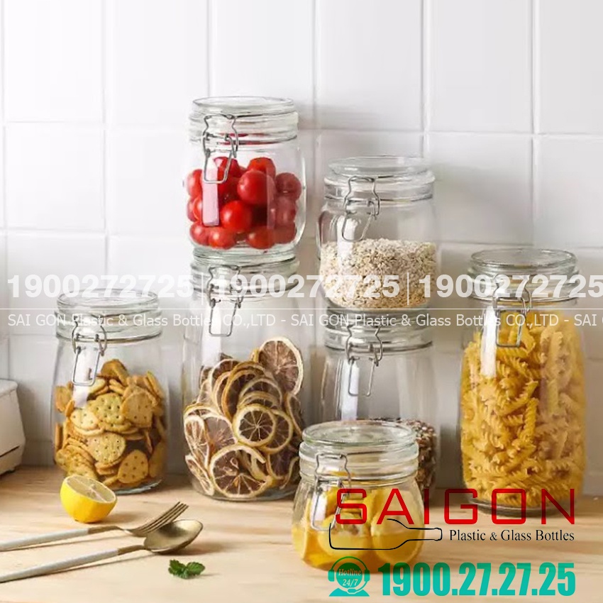 Hũ Thủy Tinh Gia Vị HNG , Nắp Gọng Thép kín Hơn | Tùy Chọn Dung Tích