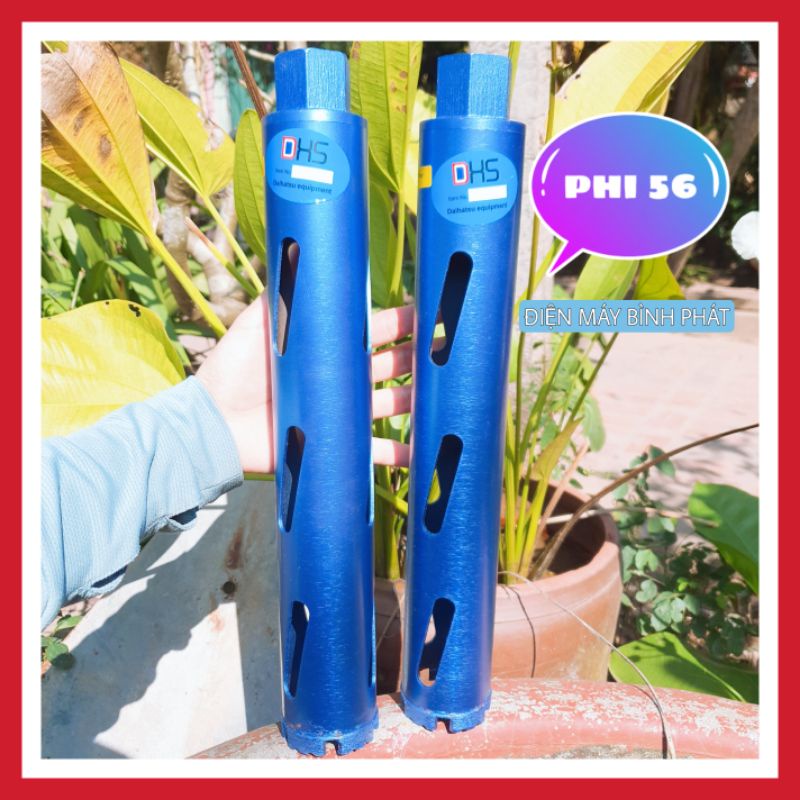 Mũi Khoan Rút Lõi Khô Phi 56, 63 dài 250mm và 370mm chuyên dùng cho thợ điều hòa, mũi rút lõi