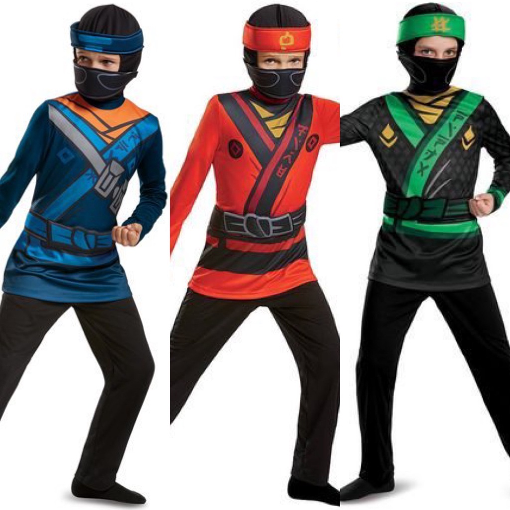 Trang Phục Hóa Trang Ninja Go Cao Cấp Phối Quần Đen Kèm Mặt Nạ Trùm Cho Bé Trai