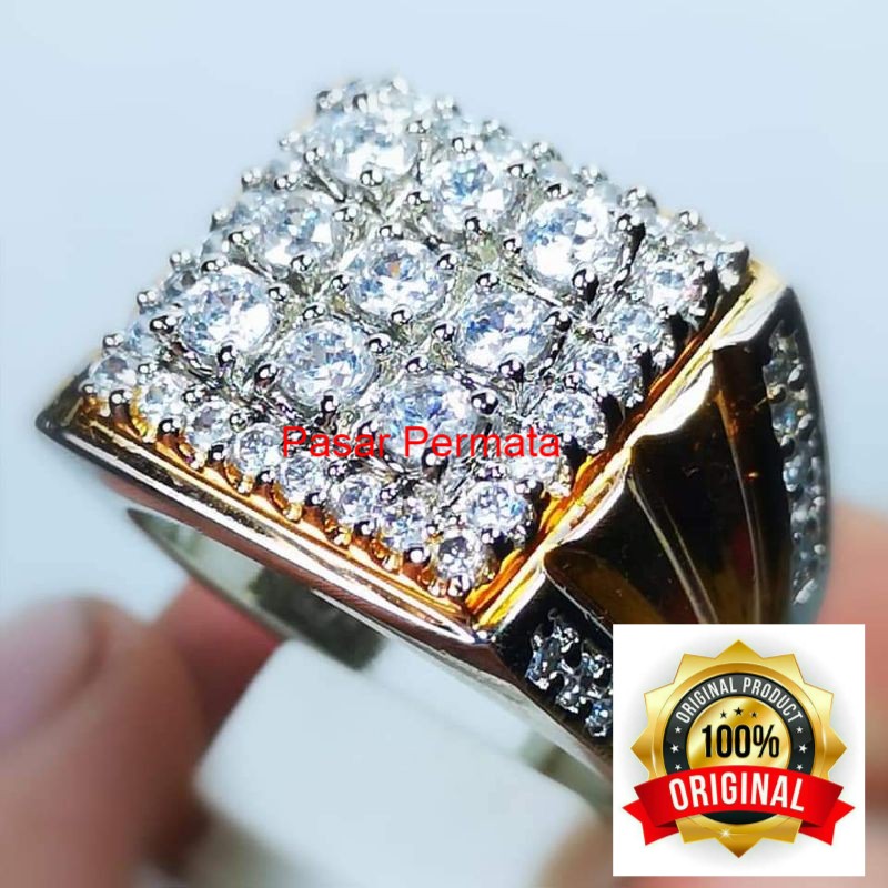 Nhẫn Mạ Vàng Trắng Đính Đá Zircon 9 Đôi