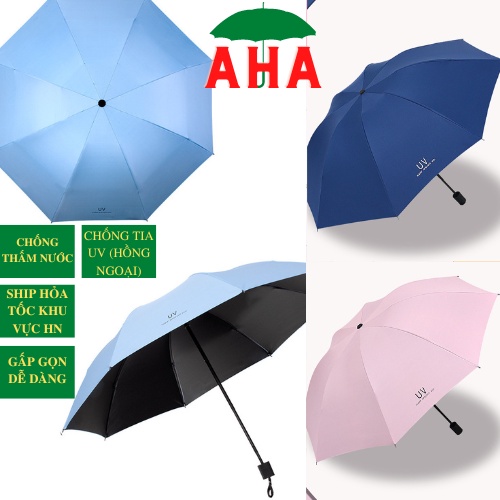Ô Dù che mưa chống nắng gấp gọn cầm tay, cản tia UV chống thấm nước hiệu quả- Ô AHA