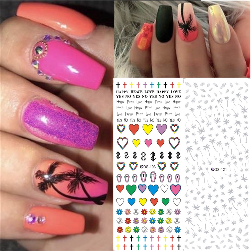 [Hàng mới về] Miếng dán trang trí móng tay 3D phong cách nhiệt đới cho nữ