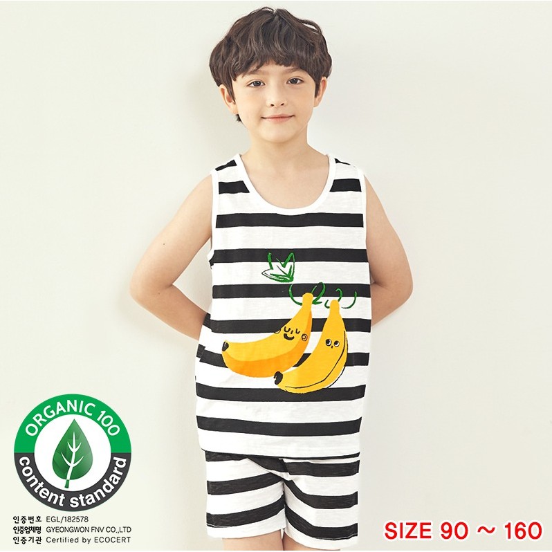 Đồ bộ ba lỗ sát nách cotton cho bé trai, bé gái Unifriend Hàn Quốc U2021-3